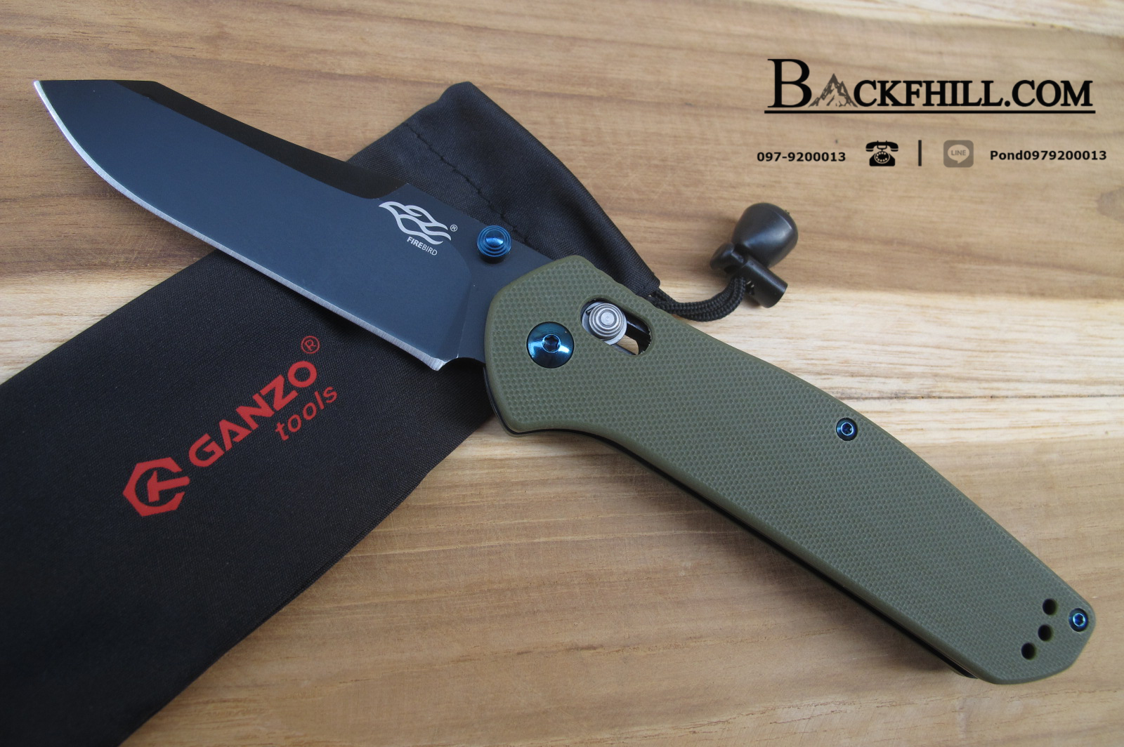 มีด Ganzo รุ่น F7563-GR (สีเขียว)- Firebird G10 Scales Folding Knife.