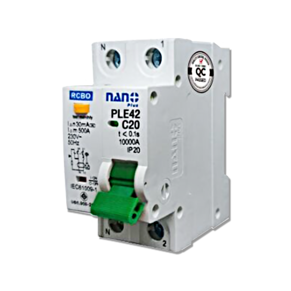 NANO เซอร์กิตเบรกเกอร์กันดูด NANO PLUS 2P 20A 10kA