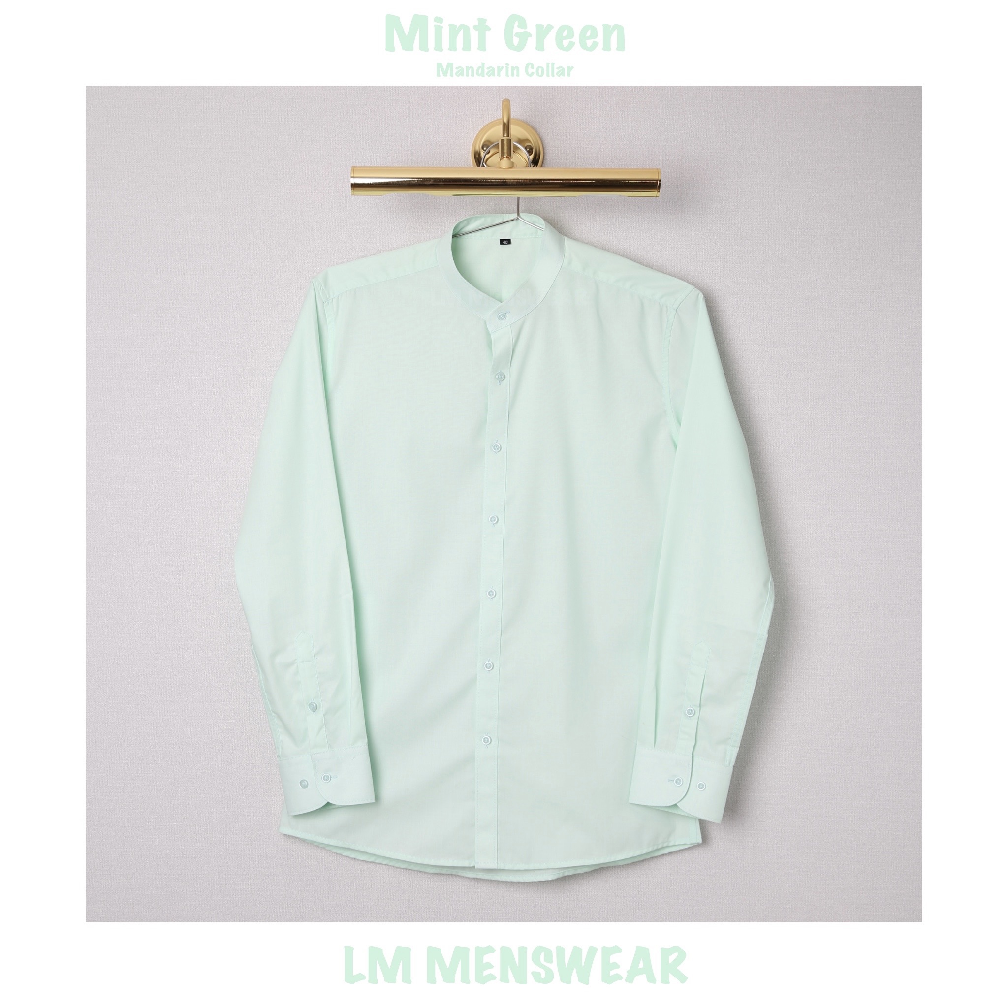 เสื้อเชิ้ตคอจีน สีเขียวมิ้นท์ (Mint Green Shirt - Mandarin Collar)