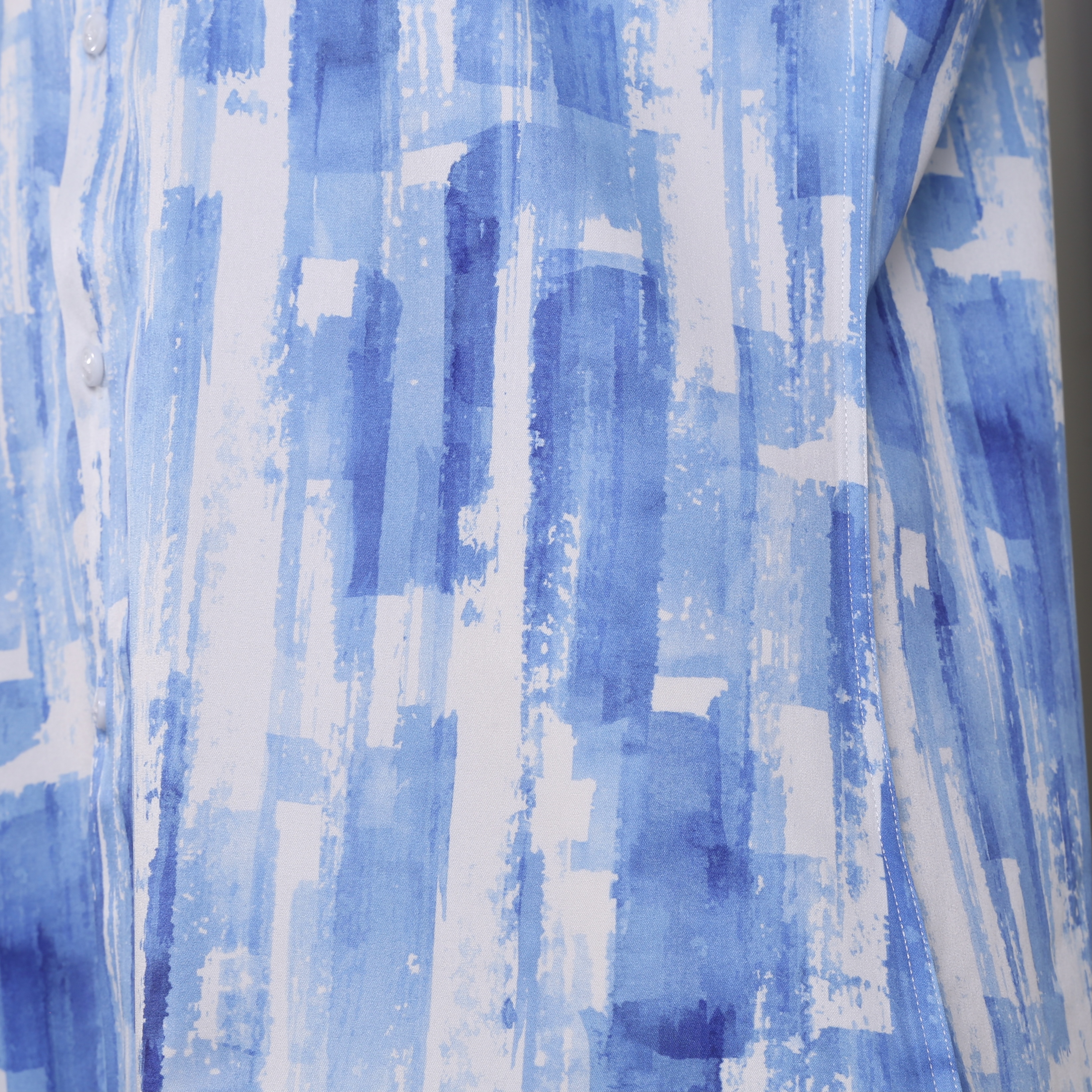 Blue White Painting Patterned Shirt