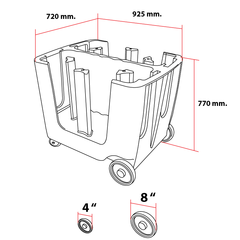 รถเข็นเก็บจานแคดดี้ เคลื่อนที่ แบบปรับช่องตามความกว้างของจานได้ 1403-018