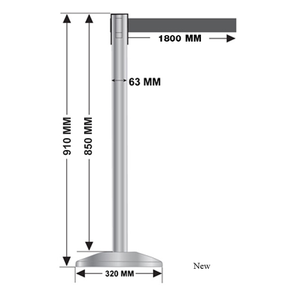เสากั้นทางเดิน เสาคิวกั้นช่องต่อคิว เสากั้นเขต แบบผ้าดึงกลับสีแดง 0608-013