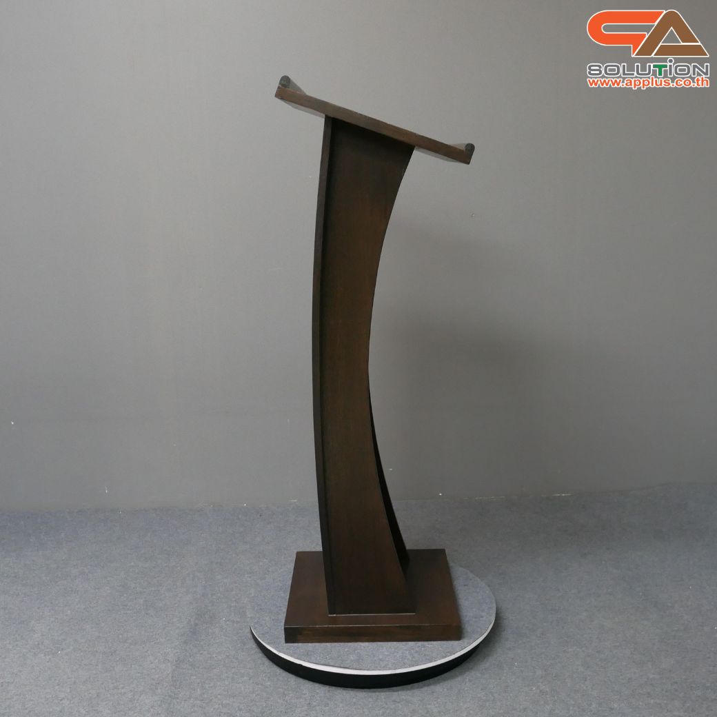 โพเดียมไม้ สีโอ๊ค ขนาด (W) 50 x (L) 40 x (H) 120ซม.TOP เอียง พร้อมชั้นวางของ