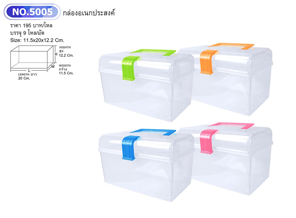 P02762 กล่องหูหิ้ว ฝาล๊อค (ขนาด 11 * 19 * 11 ซม.) ราคาขายส่งต่อ 1 โหล: 12 ใบ