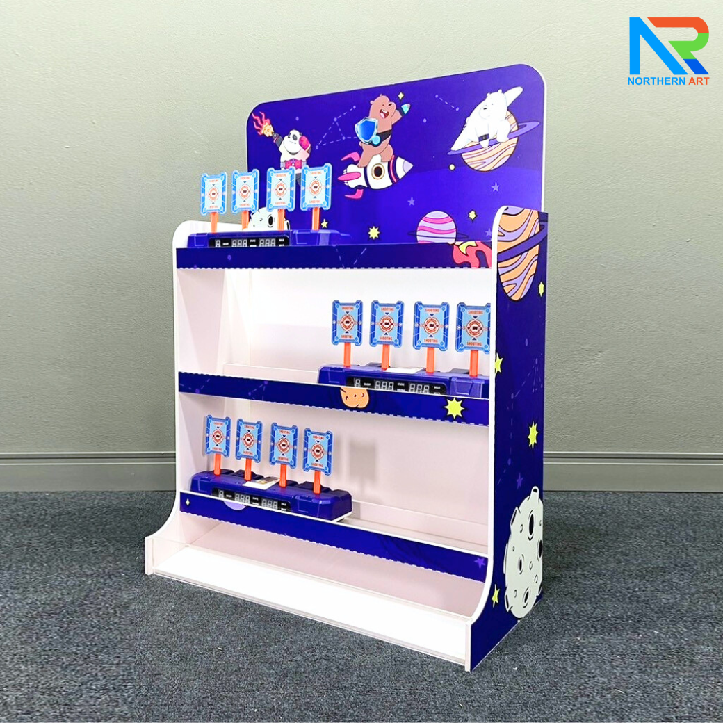 เกมส์ยิงเป้าตั้งโต๊ะ ขนาด (W)65 x (D)30 x (H)92 cm. พร้อมเป้าเคลื่อนที่ 4 แผ่น 3 ชุด และปืนกระสุนโฟม 1 กระบอก