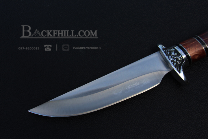 มีดใบตาย COLUMBIA รุ่นA051-4 มีดทรงโรมัน ด้ามจับ ลายคลาสสิค ไม้อย่างดี พร้อมซองไนลอน