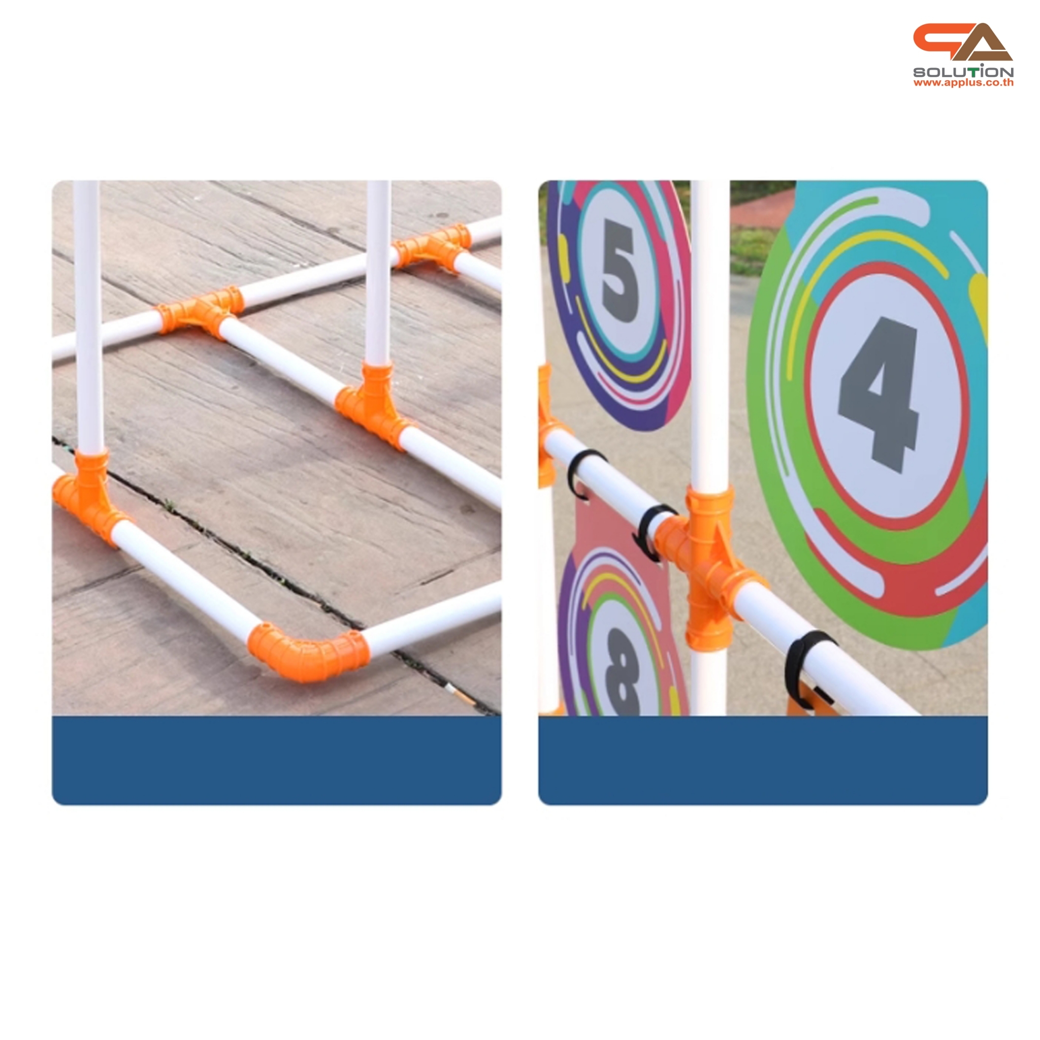 เกมส์จานร่อน ขนาด (W)110 x (D)114 x (H)166 cm. โครงพลาสติก ถอดประกอบได้ พร้อมกระเป๋าใส่อุปกรณ์ 1 ใบ