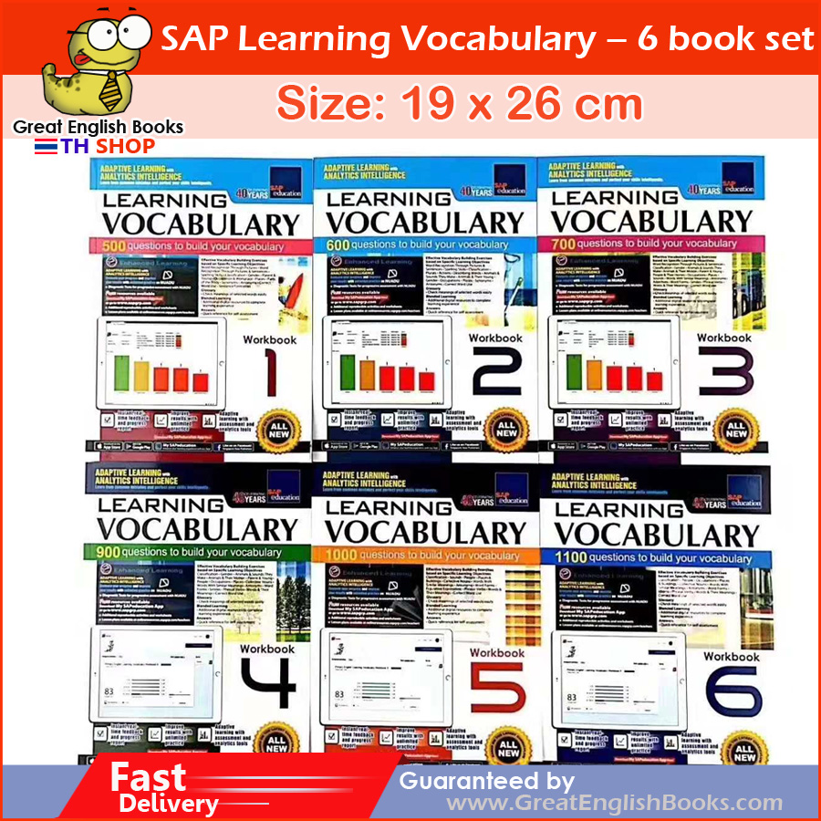 (In stock) พร้อมส่ง หนังสือแบบฝึกหัดคำศัพท์ภาษาอังกฤษ จากประเทศสิงค์โปร์ SAP Learning Vocabulary (6 books)