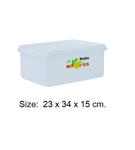 P04286 กล่องเหลี่ยมลายผลไม้ (24*34*15 cm) No.901-T เกรดเอ สำหรับใส่อาหาร ราคาส่งต่อโหล: 12 ใบ