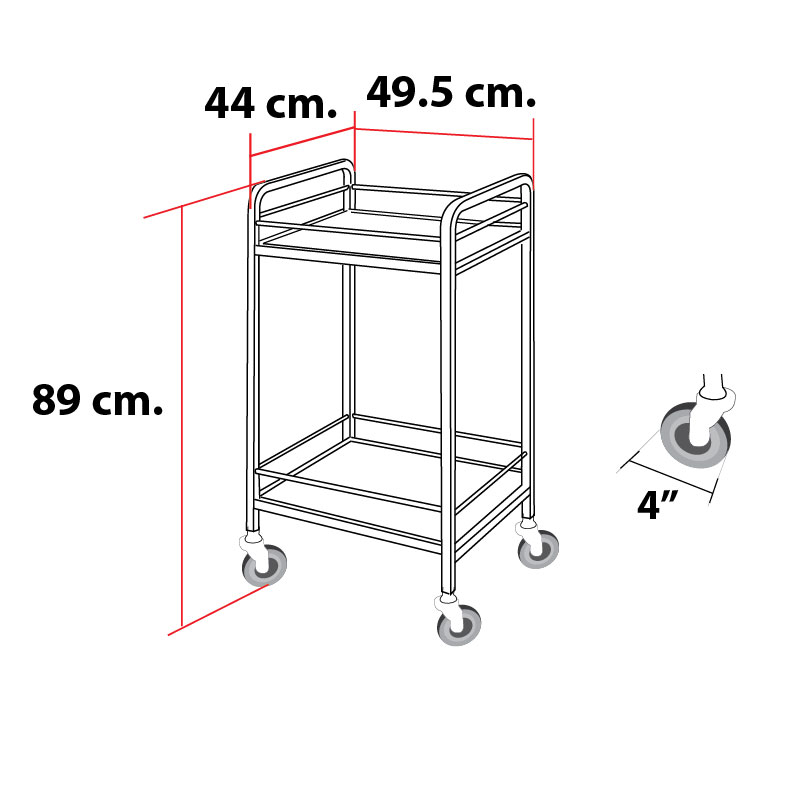 Two-Tier Stainless Steel Tray Trolley - Double Handle (Size L) 1401-075