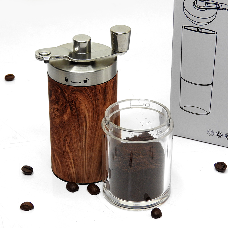 Manual coffee grinder, wooden cylinder
