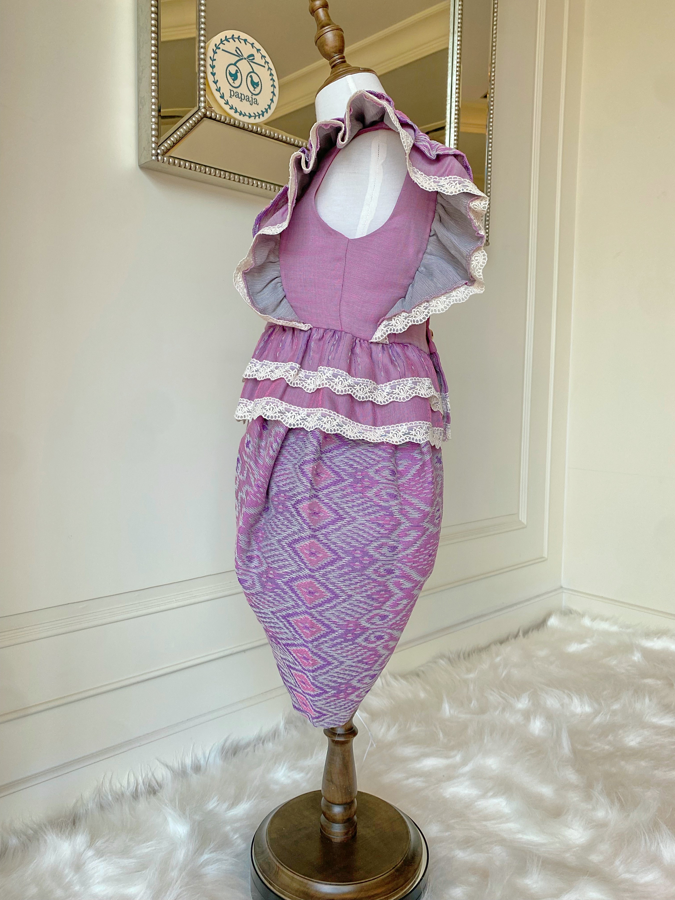 (เซต 4 ชิ้น) ชุดไทยแบรนด์ Chabafah รุ่น ศิรินภา สีชมพูกลีบบัว