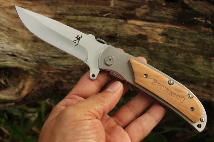 มีดพับ BROWNING Stainless Steel ประกับไม้สีครีม มีด OME เกรดดี