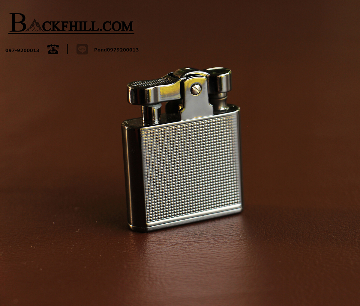 ไฟแชคทองเหลืองแท้ Honest Promise Luxury Lighter สีเงินรมดำ ลายเข็มทิศคลาสสิค ของแท้ 100%