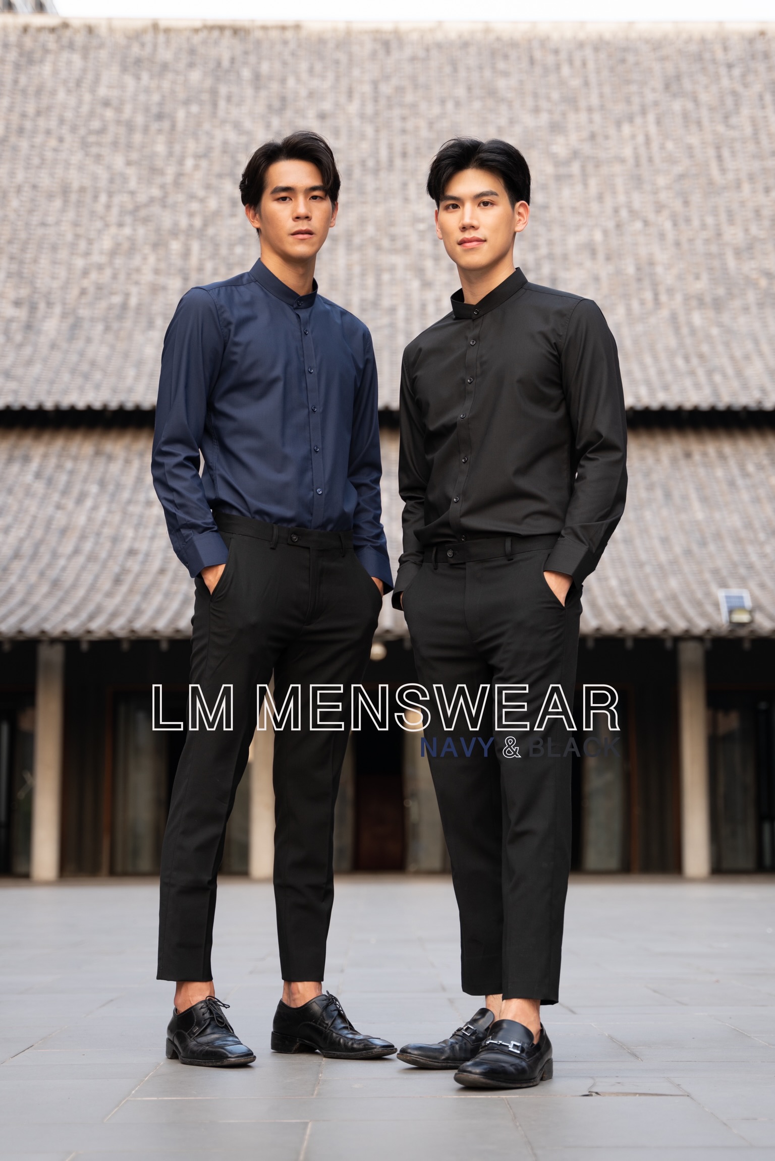 เสื้อเชิ้ตคุณภาพ คอจีน สีฟ้า(Sky Blue) สีฟ้าเข้ม(Royal Blue) สีกรม(Navy) สีดำ(Black)