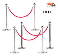เช่าเสากั้นบริเขต สแตนเลสหัวกลมสีเงิน พร้อมสายผ้าคล้อง สีแดง ดำ น้ำเงิน ม่วง ชมพู ขาว ( ราคาต่อเสา )
