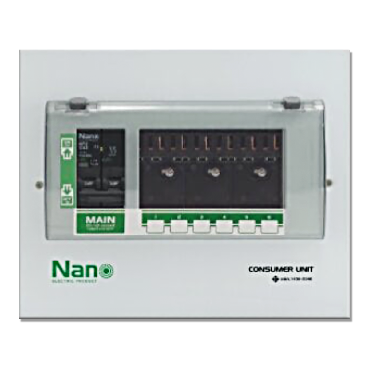 NANO ตู้คอนซูมเมอร์ยูนิต 6 ช่อง (ปลั๊กออน) พร้อมเมน MCB