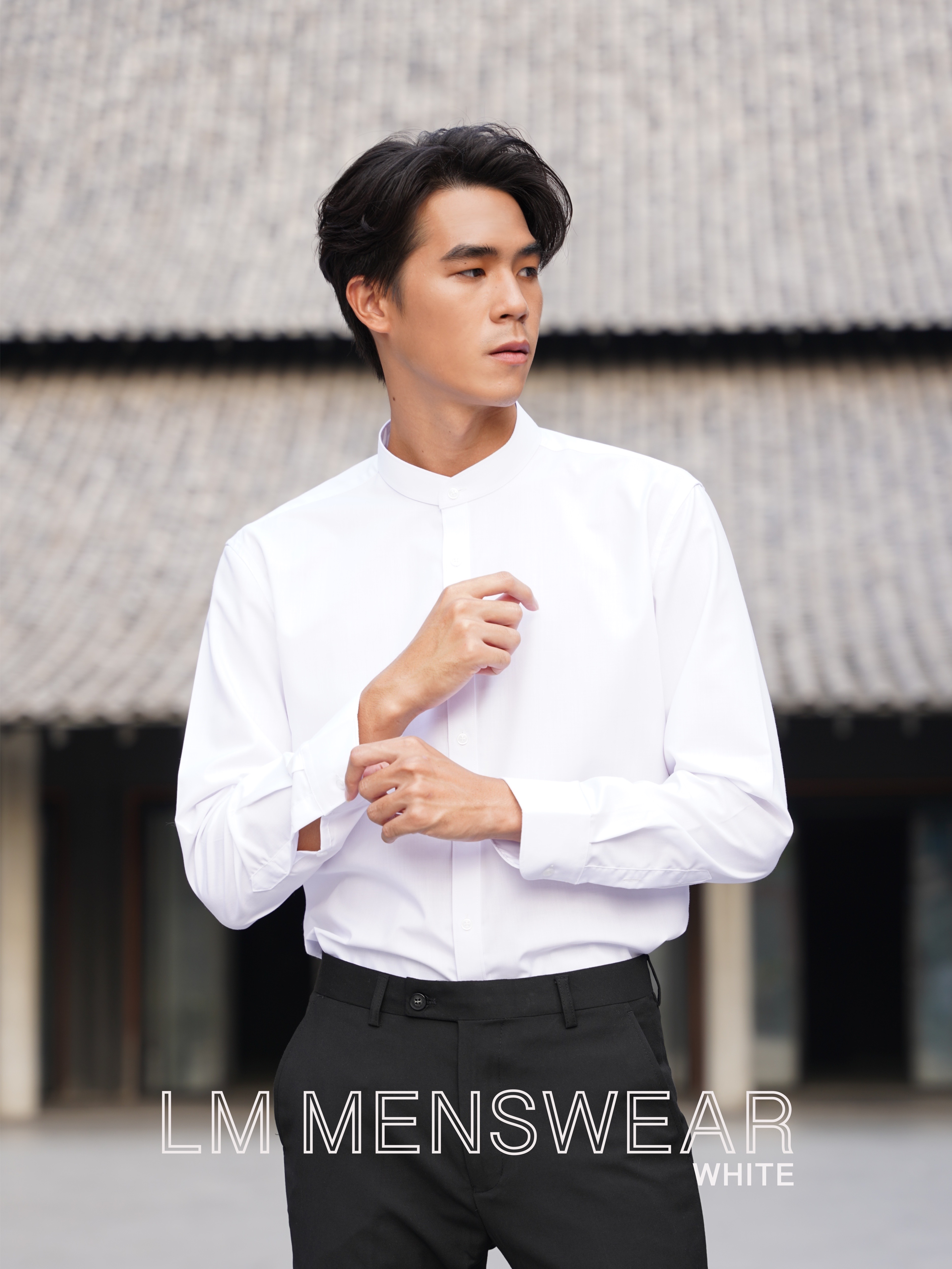 เสื้อเชิ้ตคอจีน สีขาว (White Shirt - Mandarin Collar)