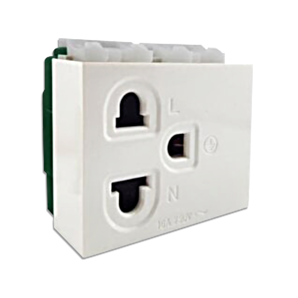 NANO เต้ารับเดี่ยวมีกราวน์ และม่านนิรภัย 16A 250V ขนาด 2 ช่อง Classic series รุ่น NN-P302 (10 ชิ้น/กล่อง)