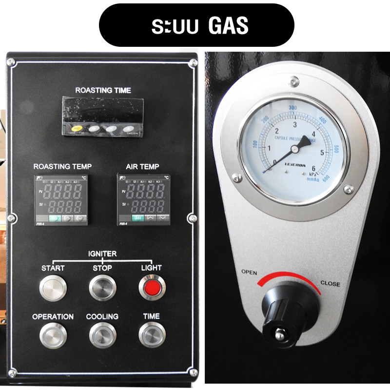 เครื่องคั่วกาแฟ 3 กิโลกรัม แก๊ส มีระบบเชื่อมต่อคอมพิวเตอร์เพื่อควบคุมการคั่ว