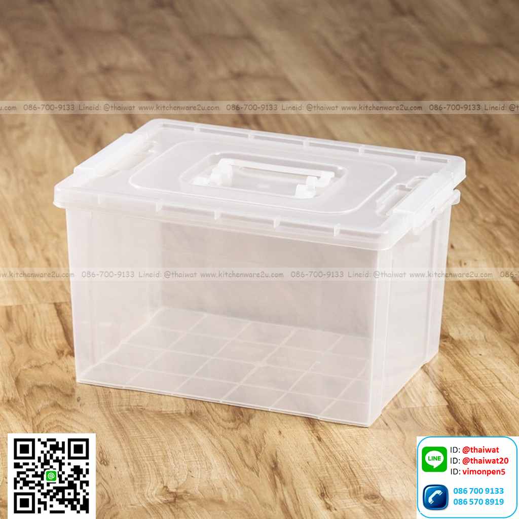 P11619 กล่องเอนกประสงค์ 22 ลิตร มีหูหิ้ว (30*43*24 cm) เกรดเอ สีใส No.298 (ราคาส่งต่อ 12 ใบ: เฉลี่ย 130 บต่อใบ)