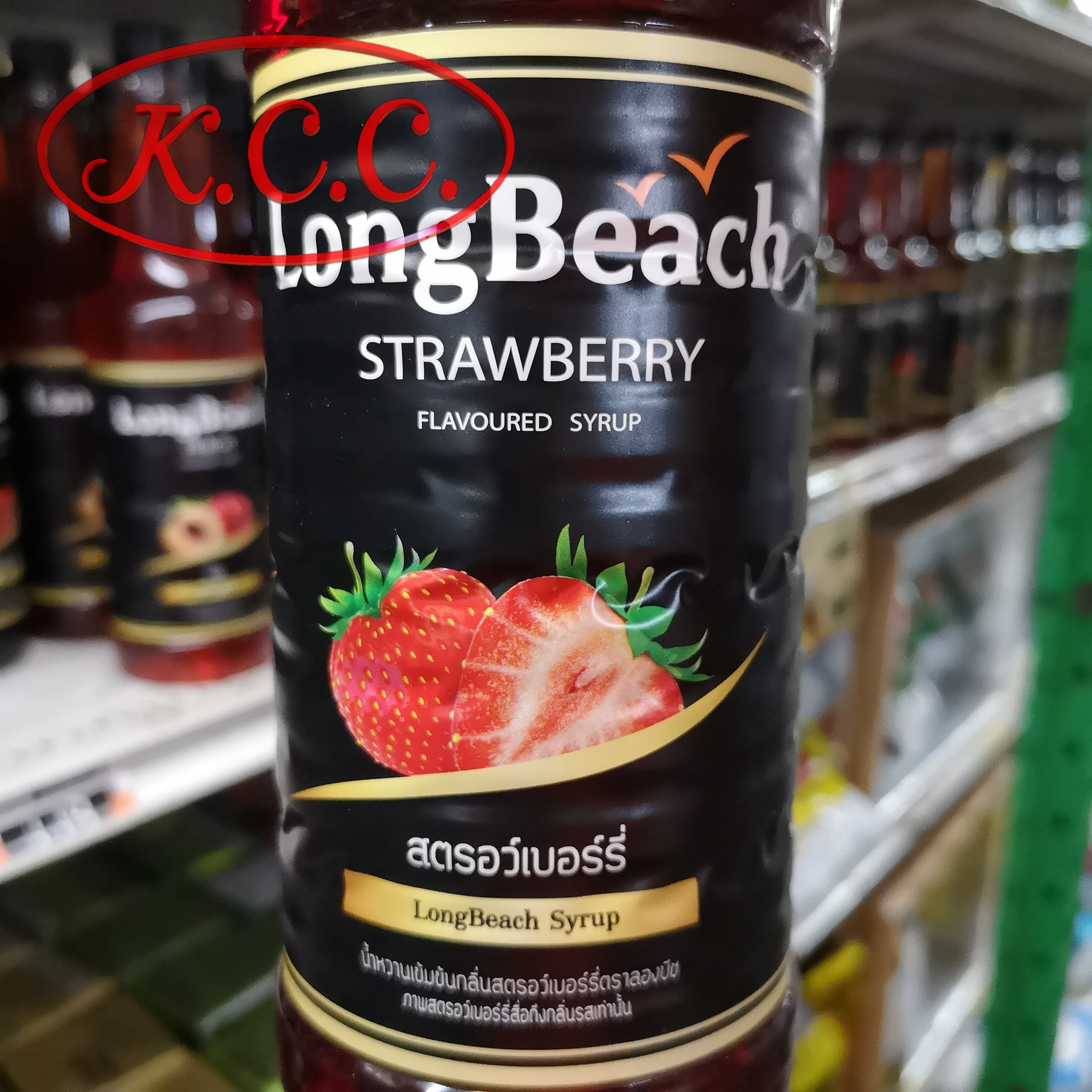 ลองบีช น้ำหวานกลิ่น สตรอเบอร์รี่ LongBeach Strawberry 740 ml.