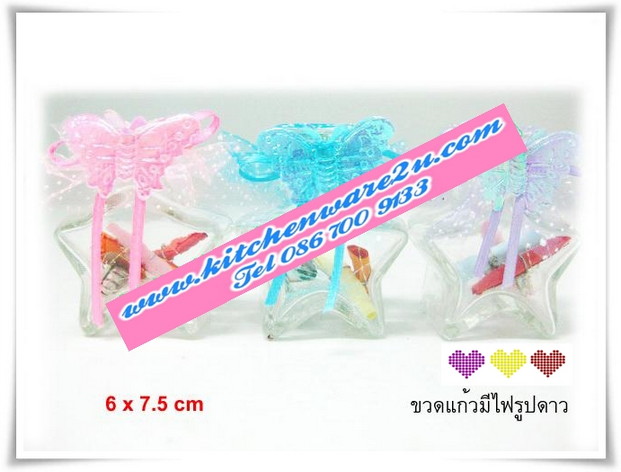 P05700 ขวดแก้วรูปดาว ขนาด 6* สูง 7.5 cm (ราคาส่งต่อ 1 ลัง : 160 อัน : 14.5 บาท/อัน คลิ๊กที่สินค้าเพื่อดูรายละเอียด)