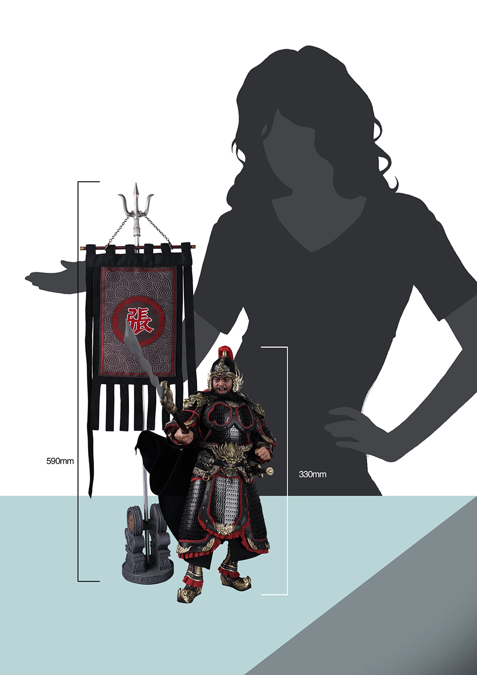 303TOYS MP014 + MP015 1/6 THREE KINGDOMS SERIES - ZHANG FEI YIDE (EXCLUSIVE COPPER VERSION) + (THE STEED OF ZHANG FEI)