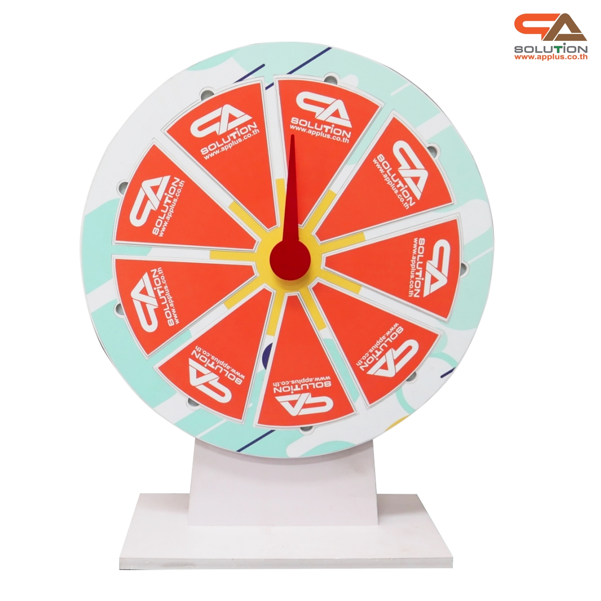 เกมส์วงล้อแม่เหล็กตั้งโต๊ะ ขนาดวงล้อ 50 ซม. สูง 61 ซม. วัสดุพลาสวูดสีขาว หนา 8-15 มม. ถอดประกอบได้