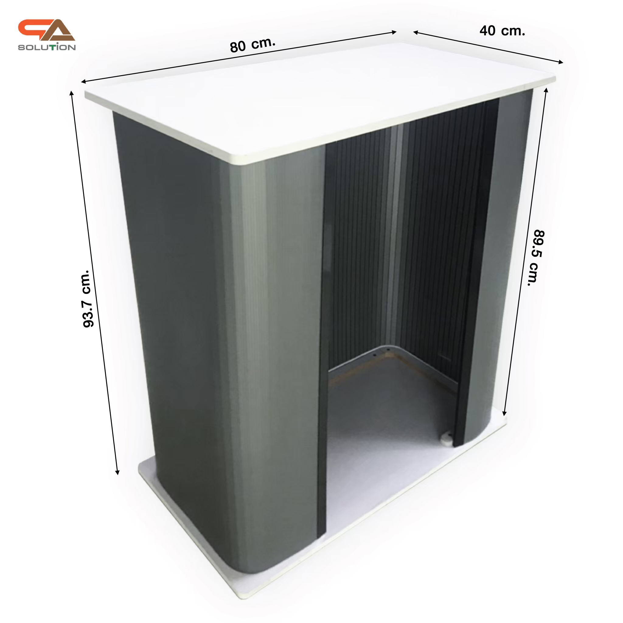 เคาน์เตอร์ออกบูธ ทรงเหลี่ยม ขนาด(W)80 X (D)40X (H)93.7 cm. ถอดประกอบได้ เคลื่อนย้ายสะดวก พร้อมกระเป๋า 1 ใบ