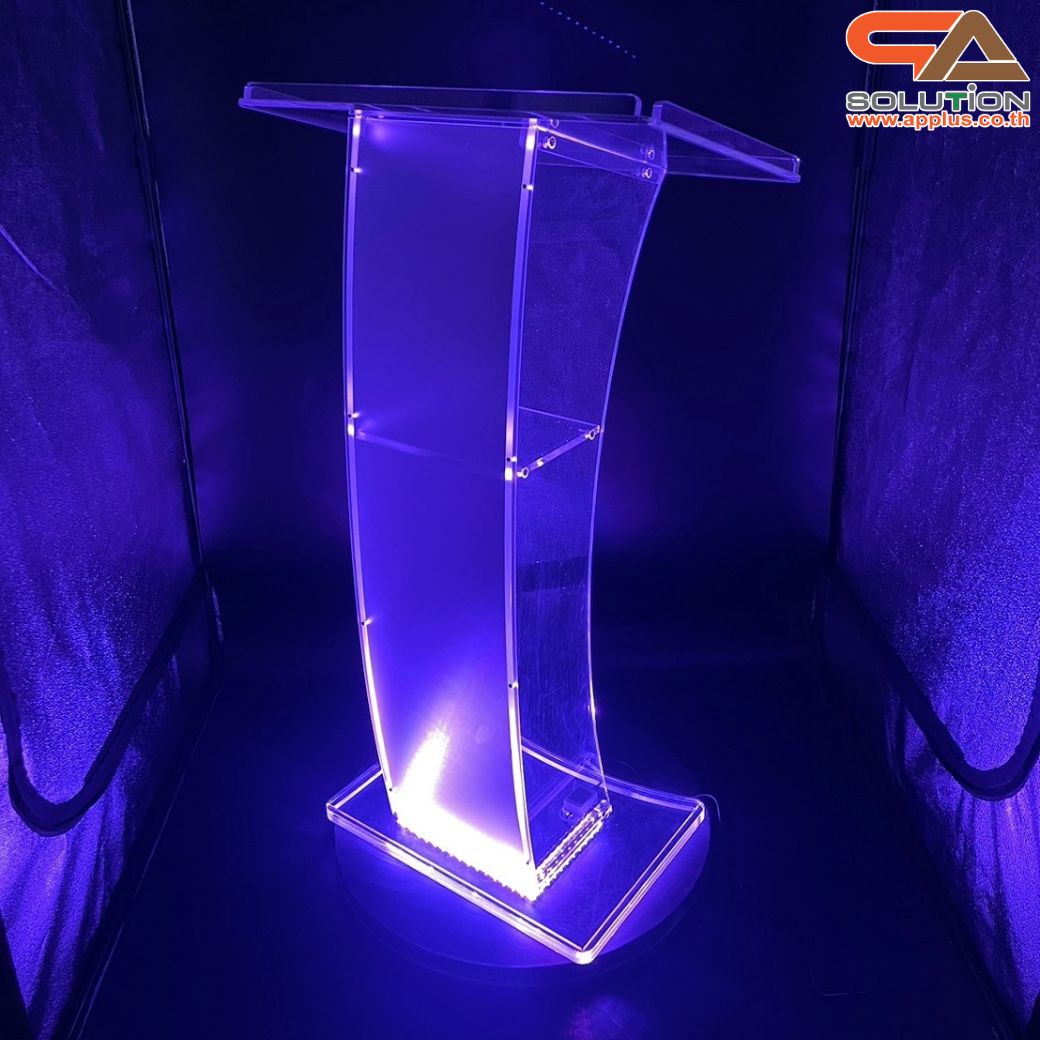 เช่าโพเดียมอะคริลิค LED-02 ขนาด (W) 60 x (L) 40 x (H) 108 cm. เรืองแสงLED เปลี่ยนสีได้ พร้อมรีโมท พร้อมบริการรับ-ส่ง กทมฯและปริมณฑล