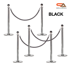 เช่าเสากั้นบริเขต สแตนเลสหัวกลมสีเงิน พร้อมสายผ้าคล้อง สีแดง ดำ น้ำเงิน ม่วง ชมพู ขาว ( ราคาต่อเสา )