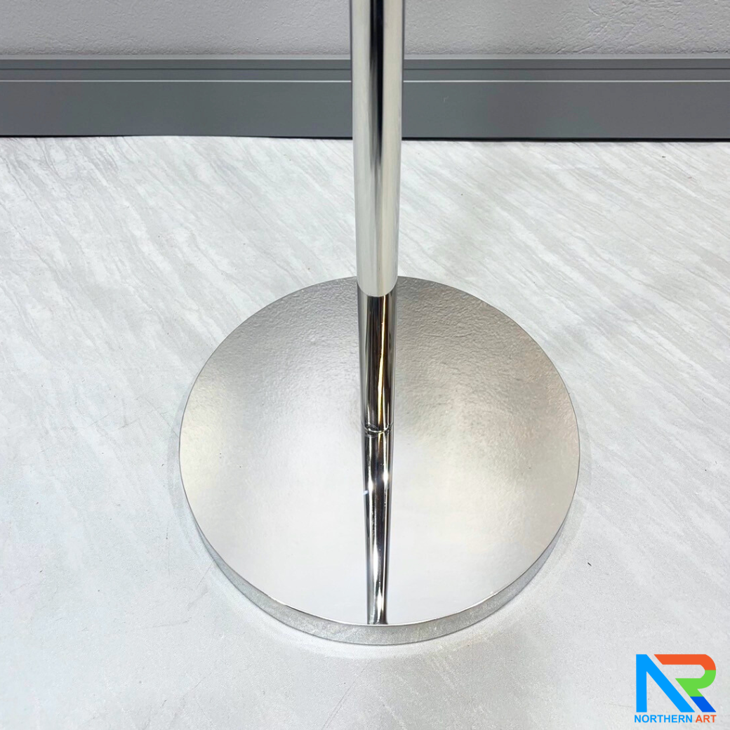 โปสเตอร์สแตนด์ สแตนเลส 304 ขนาด A4 แนวนอน ฐานกลม โชว์ภาพ2ด้าน พร้อมอะคริลิคใส 2 แผ่นประกบ