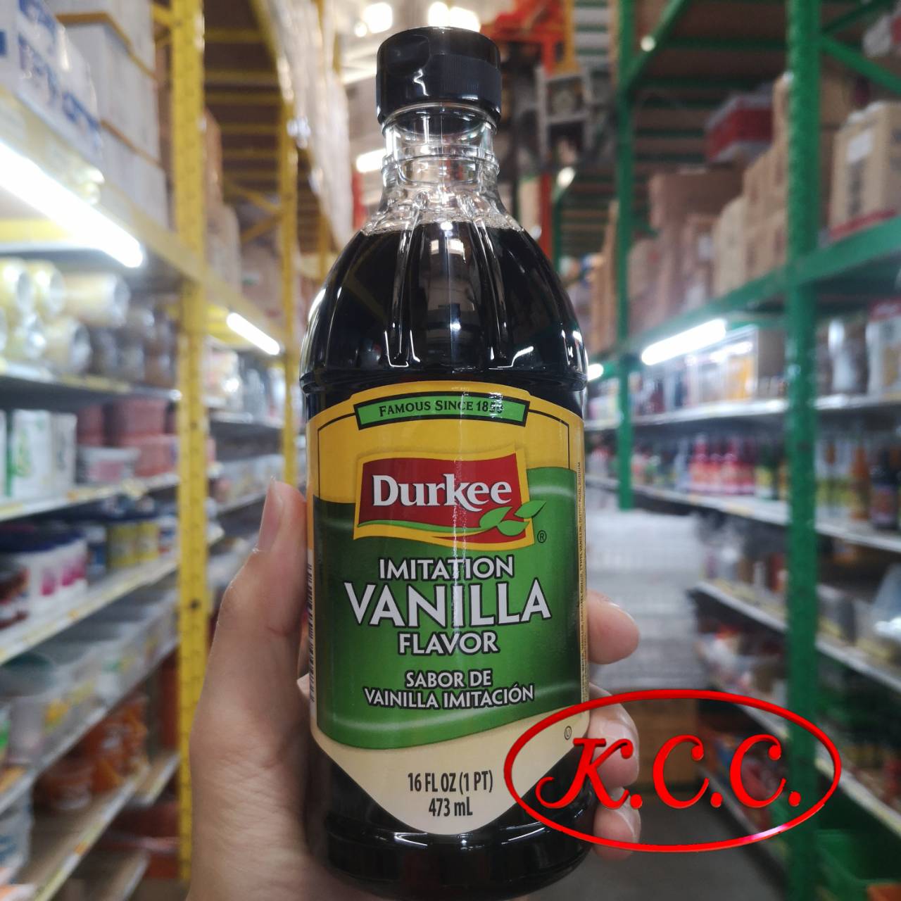 กลิ่นวานิลลา ชนิดน้ำ ตรา เดอร์กี้ Durkee น้ำหนัก 473 ml.