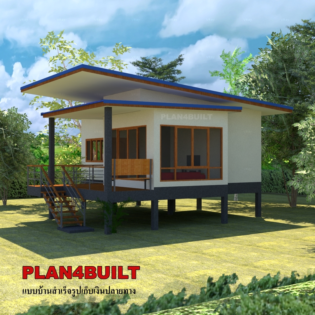 แบบบ้าน N1-05 เป็นแบบบ้านยกพื้นสูง สไตล์บ้านสวน