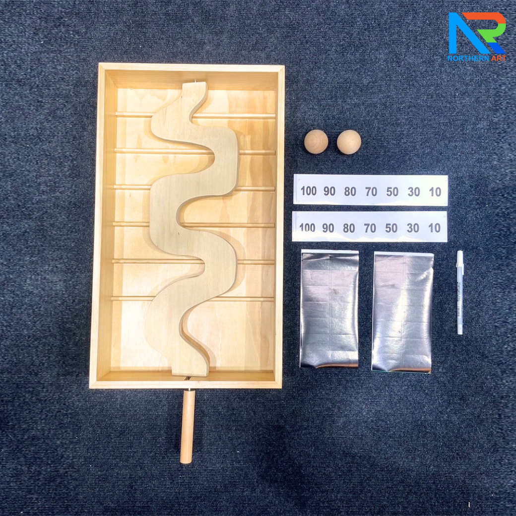 เกมส์บาลานซ์บอล BALANCE GAME ขนาด (W)32 x (L)55 x (H)10 cm. วัสดุไม้จริง สีธรรมชาติ พร้อมลูกบอลไม้ 2 ลูก