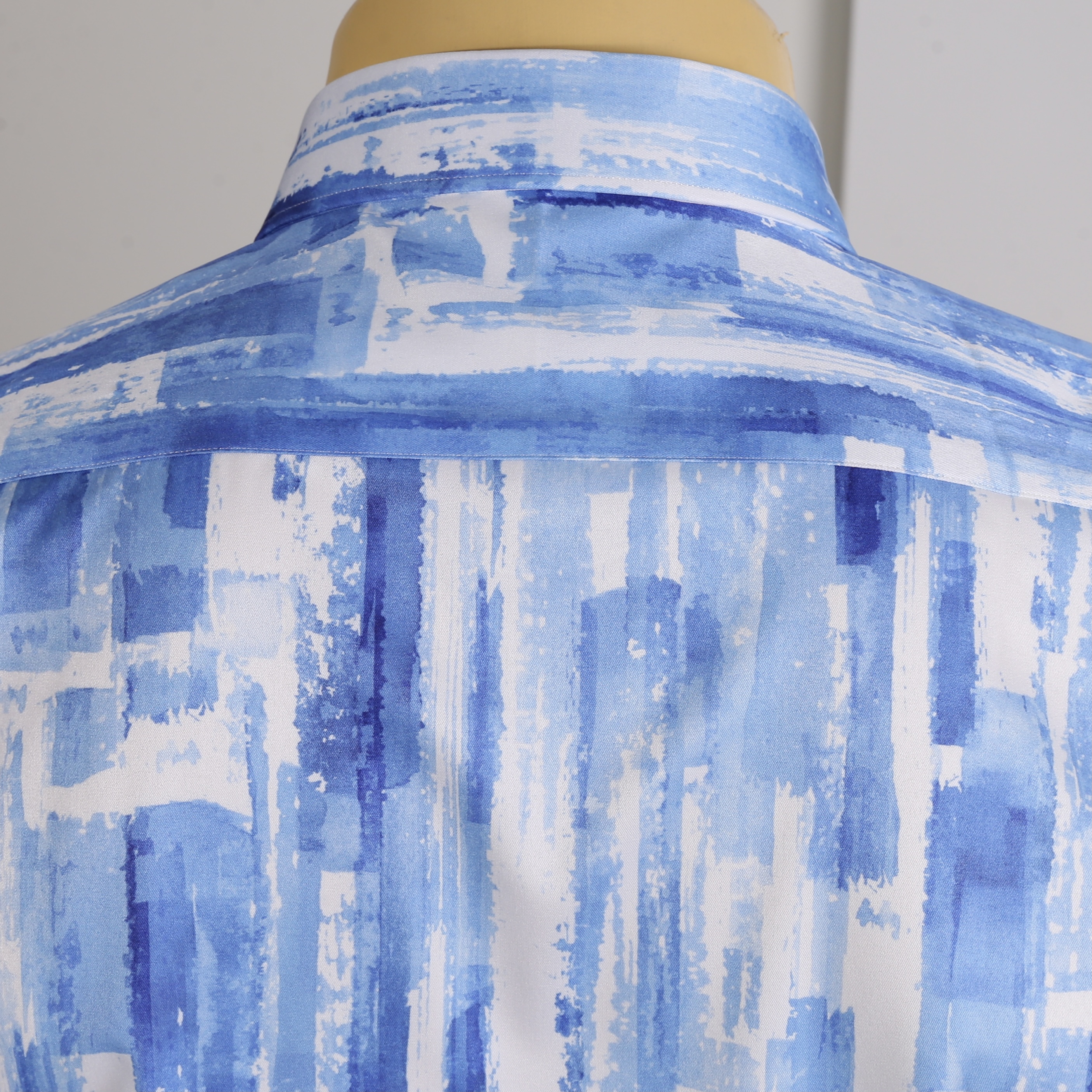 Blue White Painting Patterned Shirt