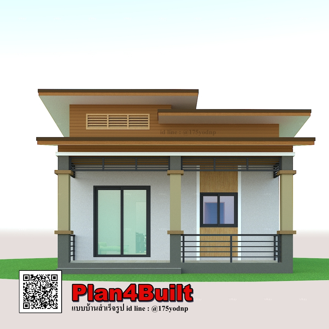 แบบบ้านโมเดิร์นชั้นเดียว ขนาด2ห้องนอน 2ห้องน้ำ