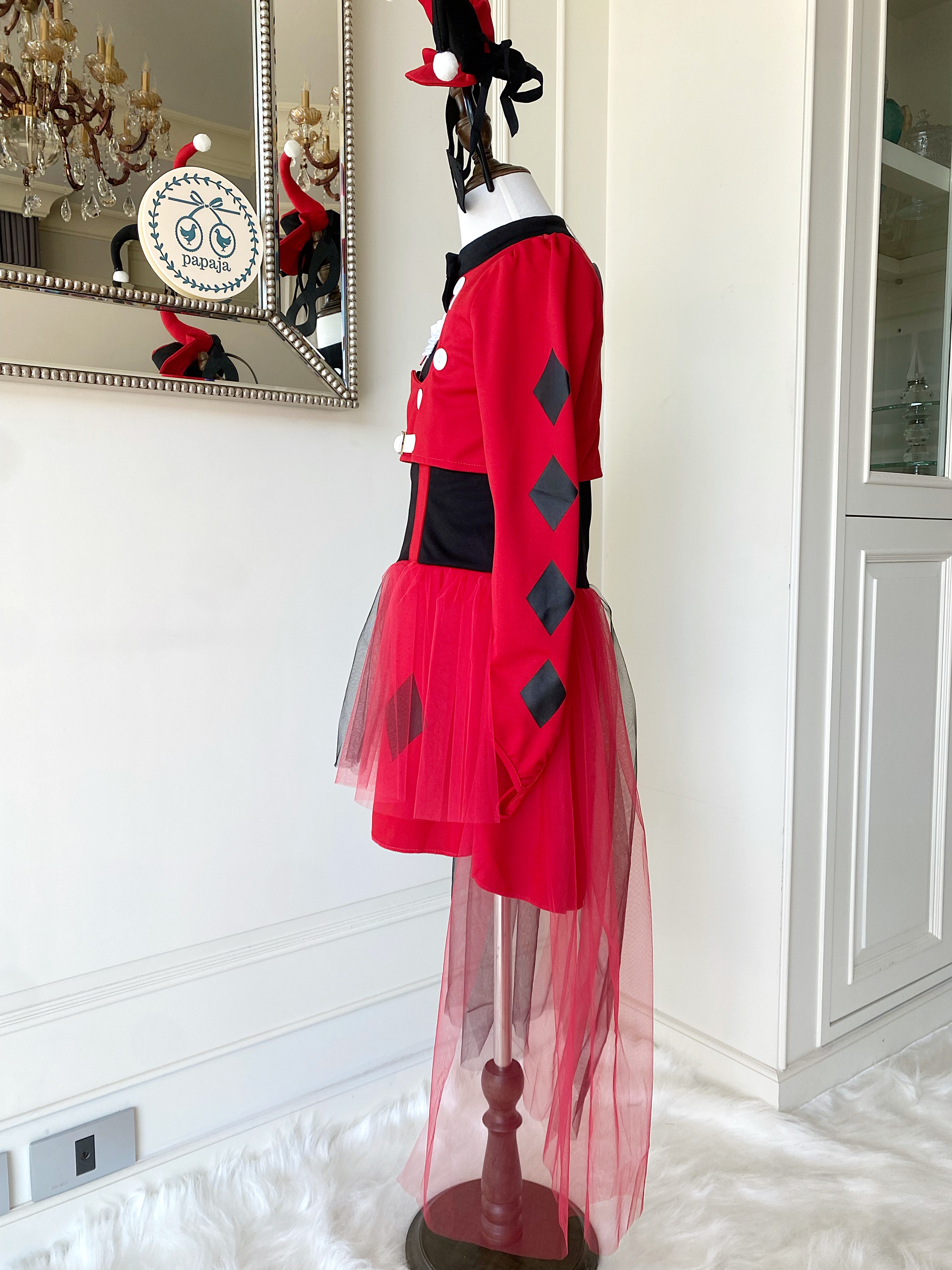 (HW) ชุดฮาโลวีน&คอสเพลย์ ชุดธีมโจ๊กเกอร์โทนแดงดำ (Joker) โทนแดงดำ พร้อมที่คาดผม