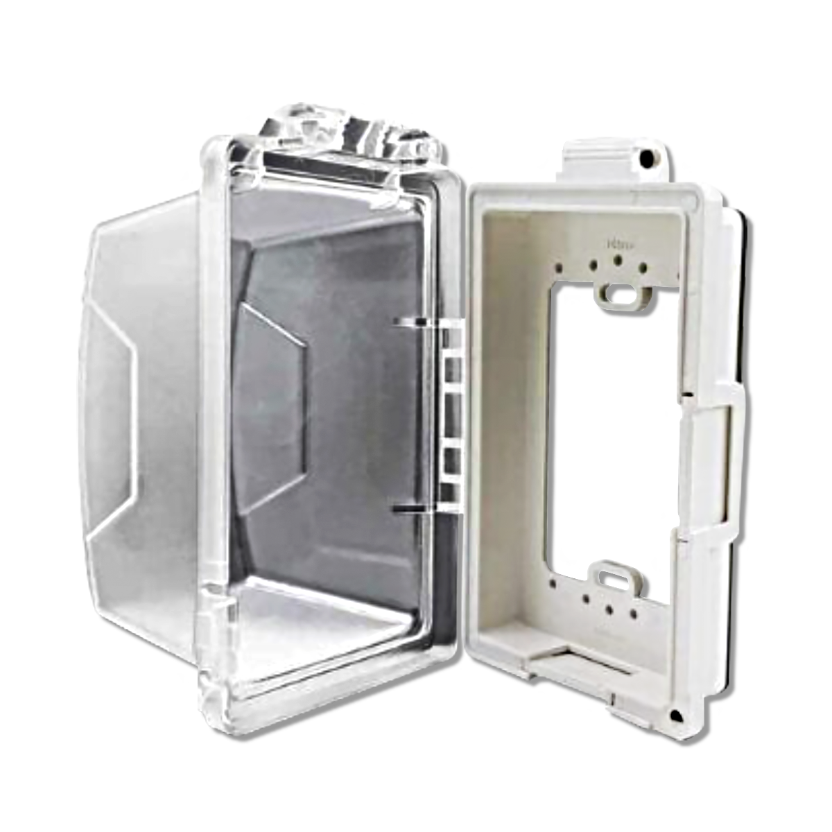 NANO ฝาครอบแผงหน้ากากกันน้ำแบบฝาสูง สีขาว(ฝาใส) รุ่น NANO-414CW (20 ชิ้น/กล่อง)