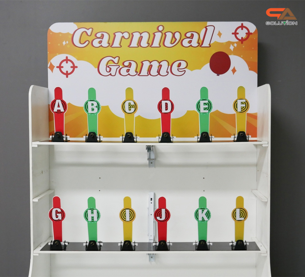 เกมส์ CARNIVAL GAME ยิงเป้าเหล็กแท่ง ขนาด (W) 90 x (L)50 x (H)176 cm. พร้อมเป้าเหล็ก 12 อัน ปืนกระสุนโฟม 2 ชุด