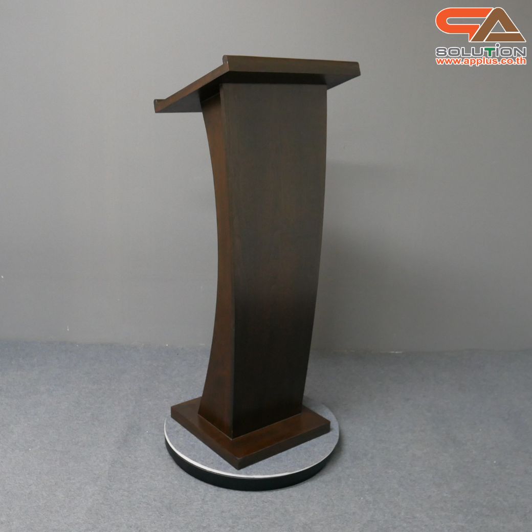 โพเดียมไม้ สีโอ๊ค ขนาด (W) 50 x (L) 40 x (H) 120ซม.TOP เอียง พร้อมชั้นวางของ