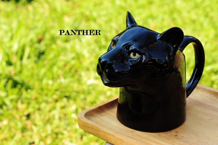 แก้วเบียร์ลีโอเซรามิกรูปเสือ แก้วลีโอ แก้วรูปเสือ แก้วหัวเสือ แก้วเบียร์ ถ้วยเซรามิก (เสือดำ)