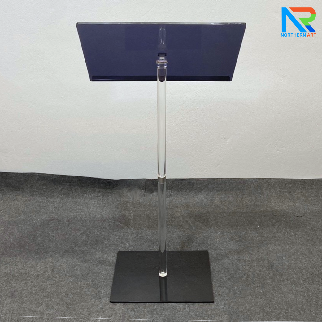 CLEARANCE SALE! เมนูสแตนด์ อะคริลิคสีดำใส TOP ปรับเอนได้ ขนาด (W)60 x (D)40 x (H)120 cm. อะคริลิคหนา 10 มม. ถอดประกอบได้