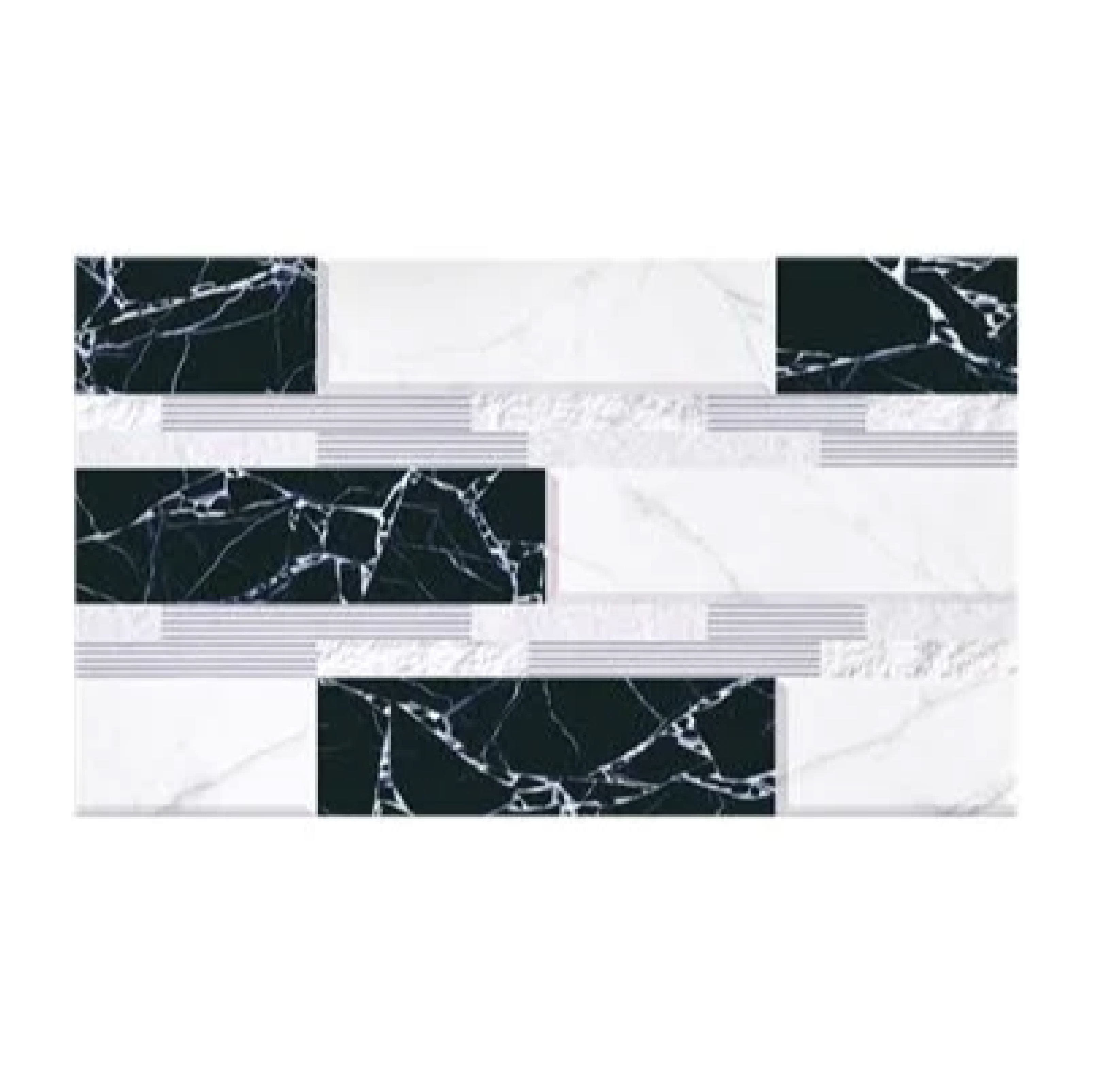 กระเบื้องผนัง KASSA รุ่น KS-VNW016 กาตาร์ ขนาด 25 x 40 ซม. (กล่อง 10 แผ่น) สีขาว - ดำ