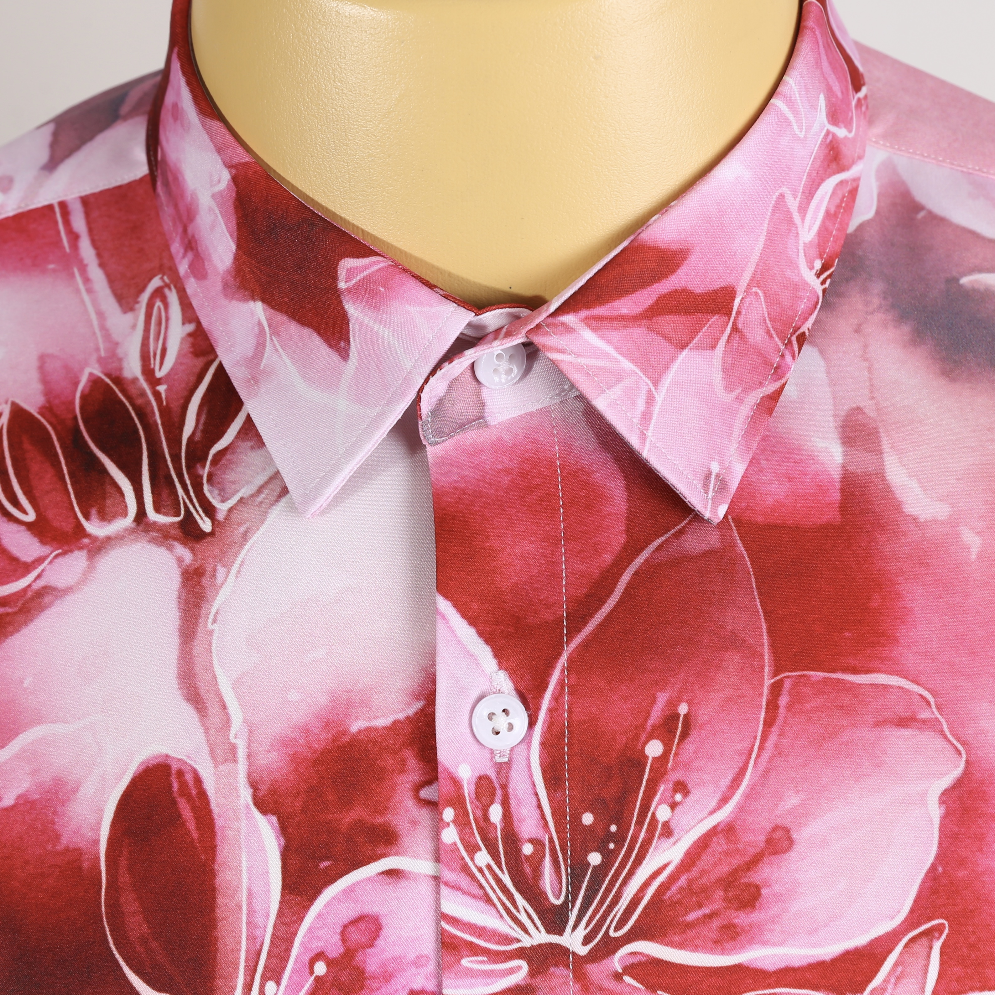 Pinky Red Flowered Patterned Shirt