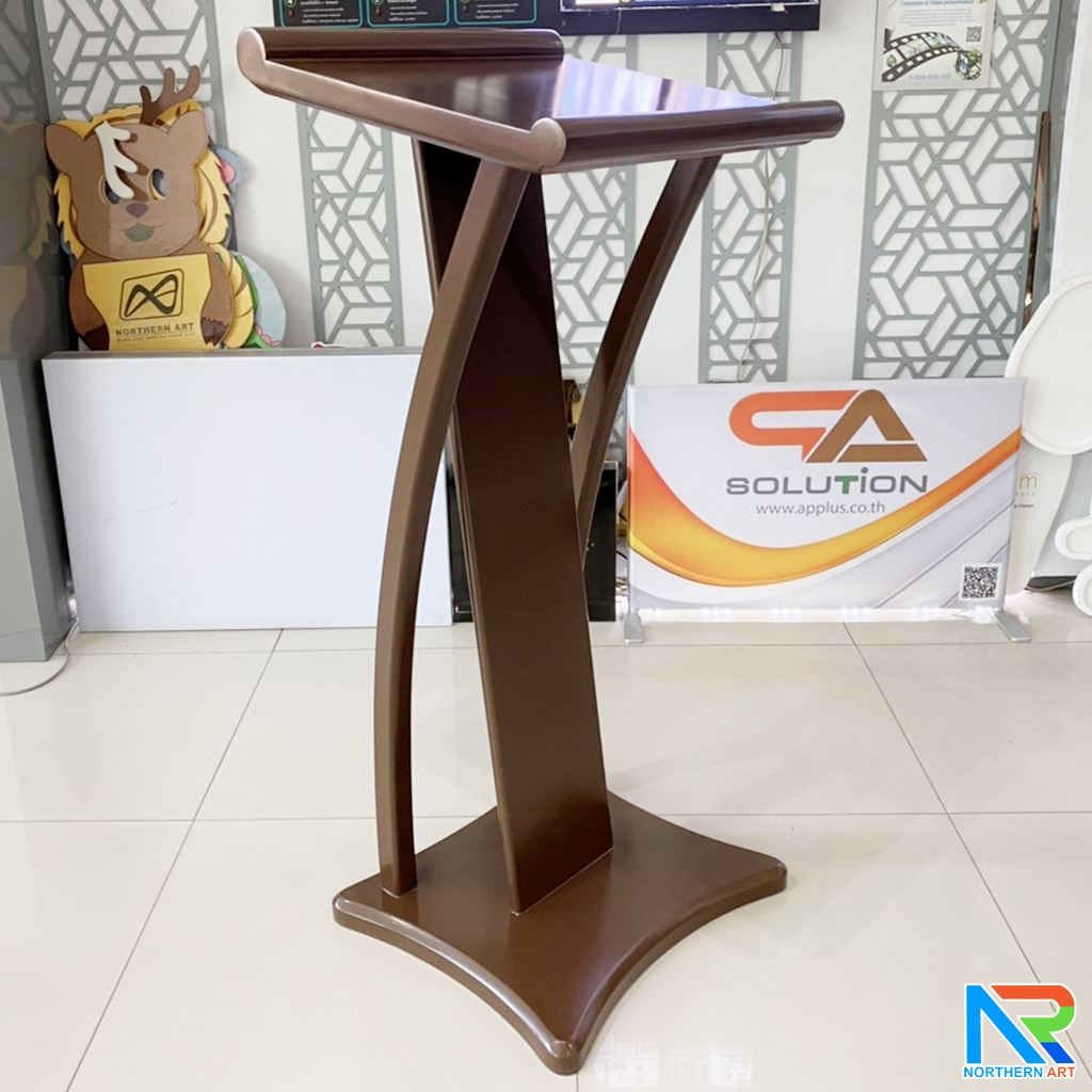 โพเดียมไม้ ขนาดTOP (W) 45 x (L) 50 cm.สูง 120 ซม.ตกแต่งไม้โค้งด้านข้าง สวยคลาสสิค พร้อมจัดส่งทั่วไทย