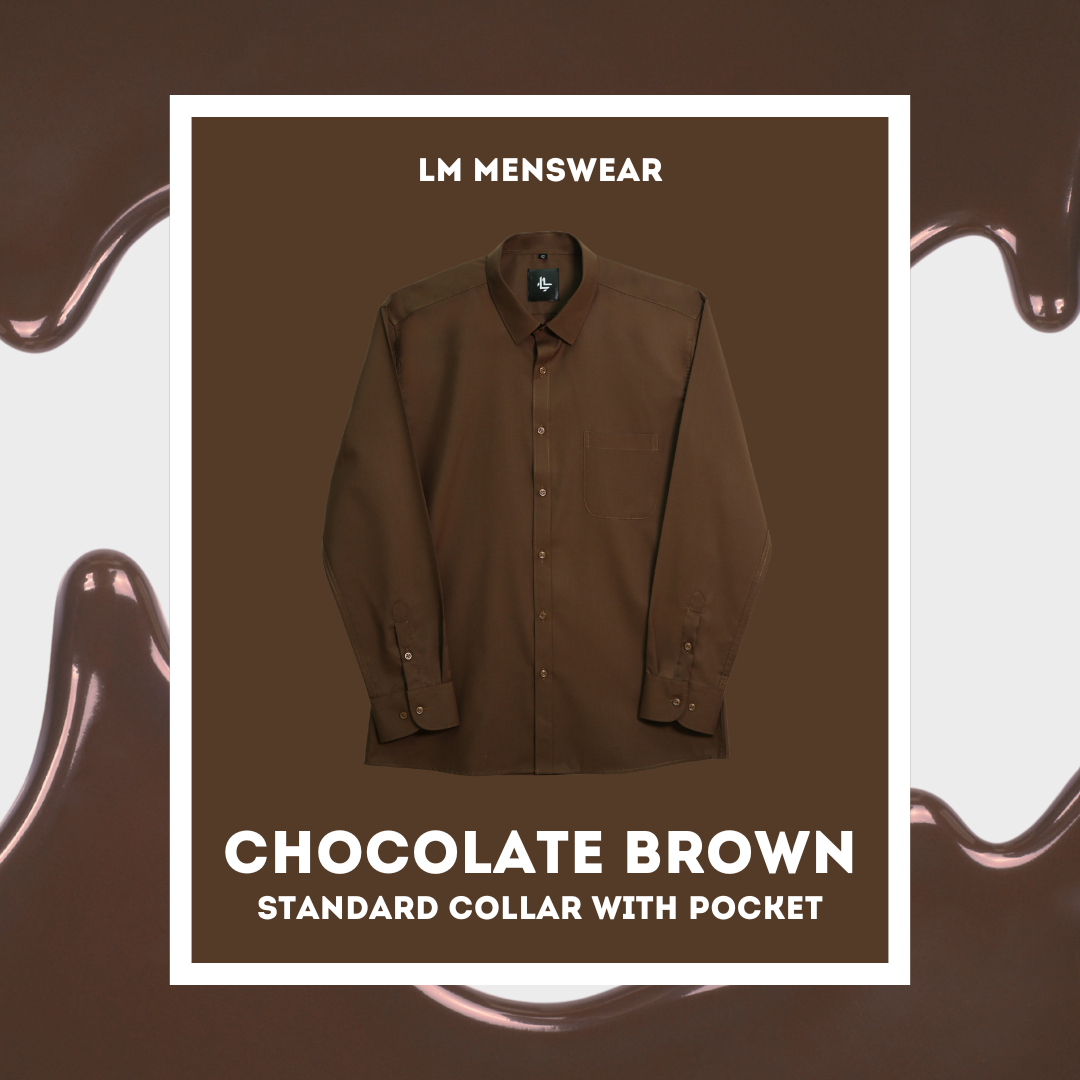 เสื้อเชิ้ตคอปก มีกระเป๋า สีน้ำตาลช็อคโกแลต (Chocolate Brown)