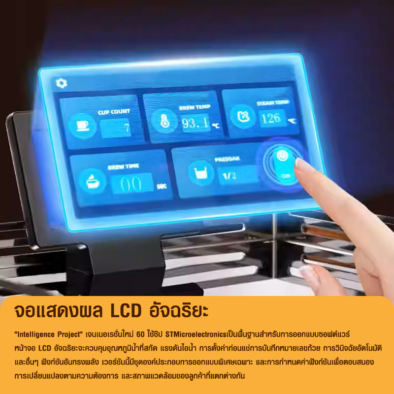 AURORA2 เครื่องชงเอเพรสโซ่ 1 หัวชง 1750W -2 หม้อต้ม-PIDควบคุมอุณหภูมิ