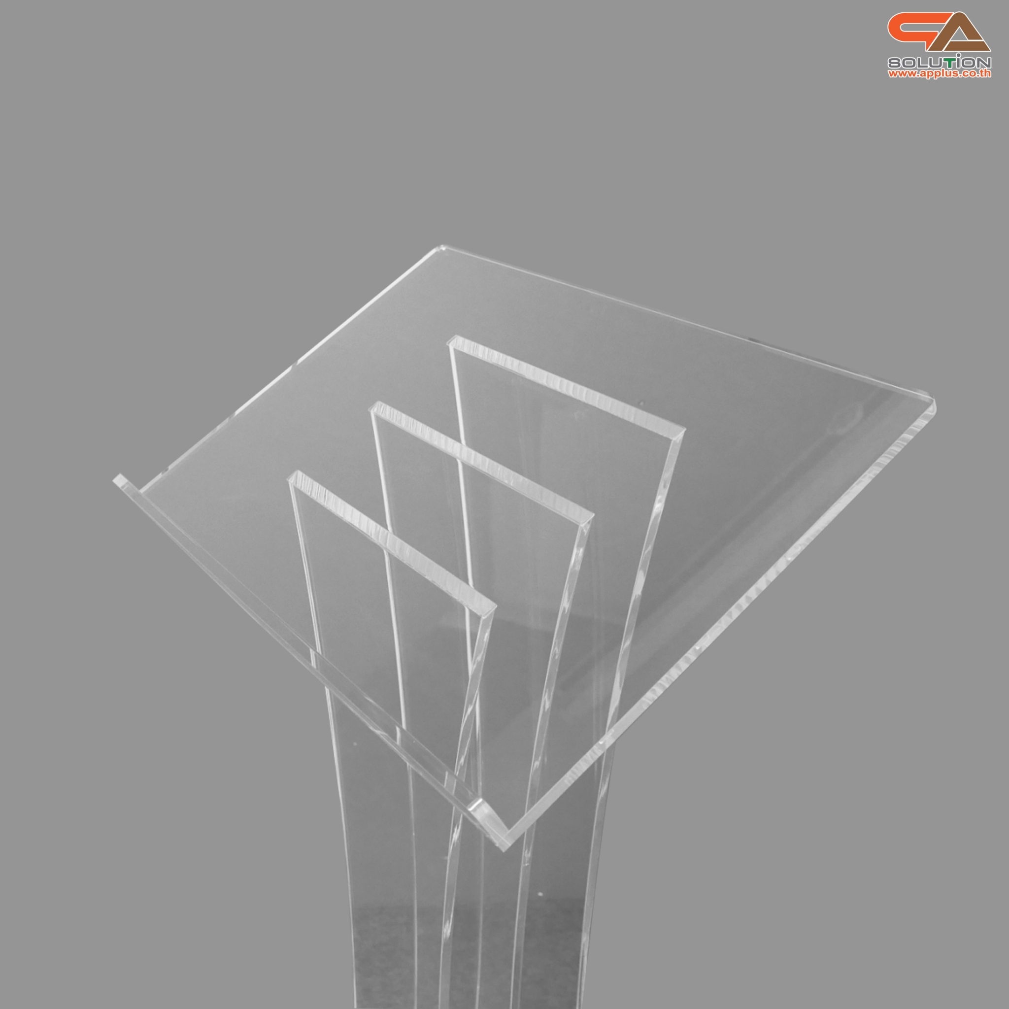 โพเดียม อะคริลิคใส AC-02 ขนาด(W)60 x (L)40 x (H)123 cm. TOP เอียงพร้อมกันตก วัสดุอะคริลิคใส หนา 10-20 มม.